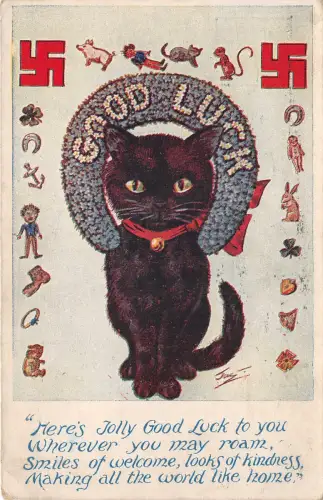 uk40112 jolly good luck real photo uk lucky cat greetings