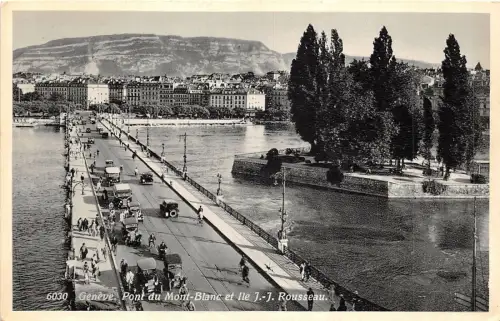 Lot 61 geneve geneva switzerland pont du mont blanc et ile j j rousseau car