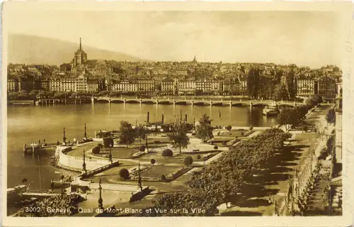 Lot 61 geneve geneva switzerland quai du mont blanc vue sur la ville Echtfoto