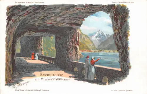 Lot105 schweiz axenstrasse am vierwaldstattersee litho