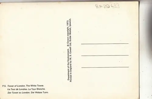 BF29433 the white tower london UK front/back image