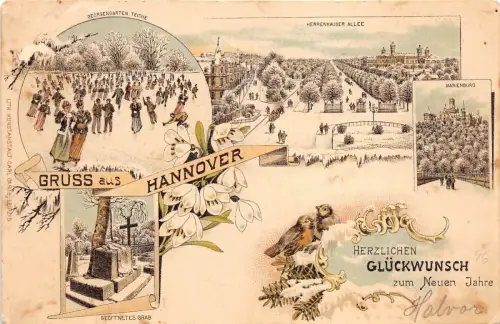 bg18447 hannover bei winter eislauf litho germany