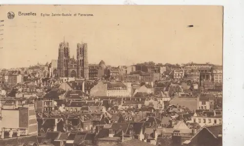 BF32450 bruxelles eglise saint gudule et panorama belgien front/back image