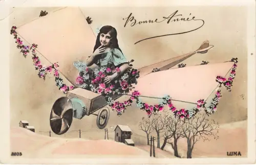 us7709 bonne annee fantasy greetings flugzeug happy new year frankreich
