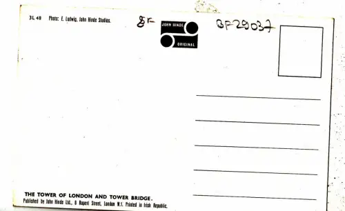 BF29037 the tower of london and tower bridge UK front/back image
