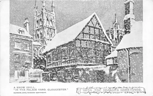 uk41497 Schneeidylle Palasthof Gloucester Echtfoto UK