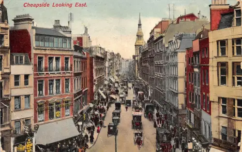 B89282 Cheapside Looking East Car Voiture London UK