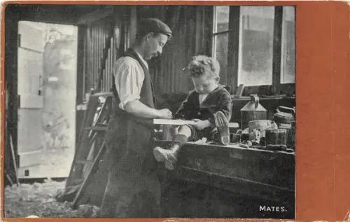 Lot 74 Kumpels Kind mit Vater arbeitet zusammen Holzindustrie UK