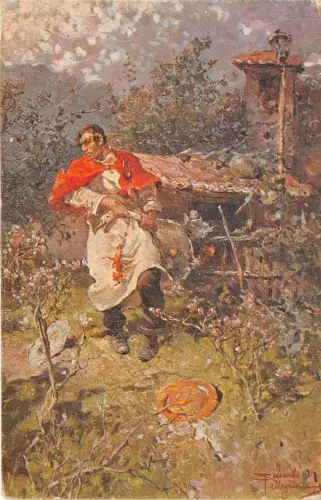 Lot 48 r pelleggini la punizione Gemälde Postkarte Künstler signiert Italien