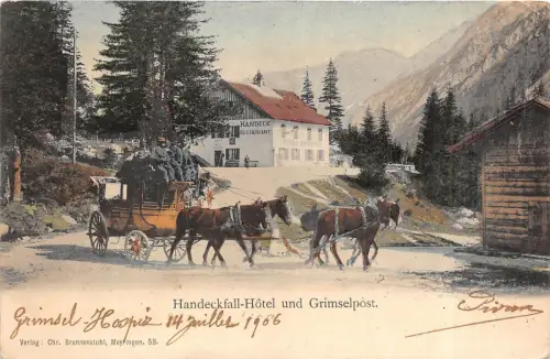BR36813 Handeckfall Hotel und Grimselpost Pferdewagen Schlösser Schweiz