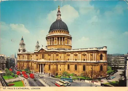 B87302 st paul s cathedral london double decker bus uk