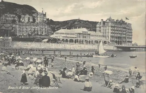 uk37352 beach and boat jetty llandudno wales real photo uk lot 11 uk