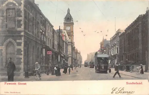 BR64581 fawcett street double decker tramway sunderland uk