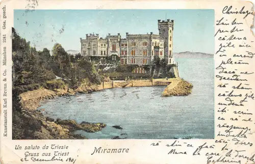 Lot 83 Miramare Schloss Triest Triest Italien Litho nach Ploiesti geschickt