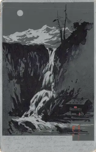 Lot124 Gemälde AK Frankreich Kaskade Wasserfall Neuheit Fantasie