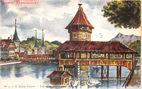 Lot105 Schweiz Kapelle Brücke Luzern Luzern AK Litho