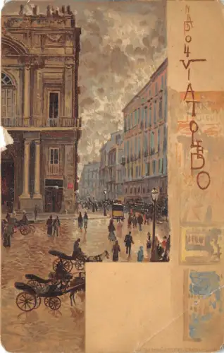 Lot 98 Napoli via Toledo Italien Litho Postkarte