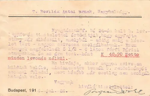 Lot273 Budapest Ungarn POSTSACHE MAGYAR POSTA porgesz wohl