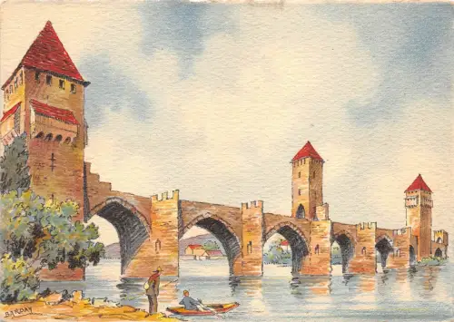 BR27741 Le pont valentre et le lot Cahors Lackbilder Frankreich
