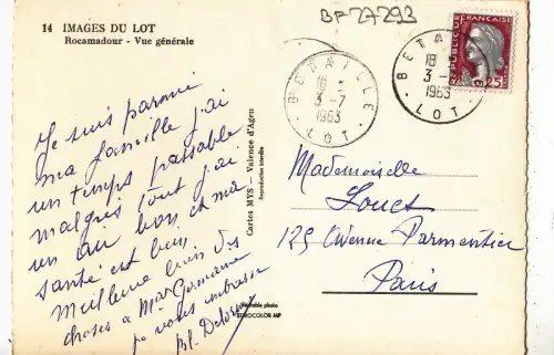 BF27293 lot rocamadour vue generale france front/back image