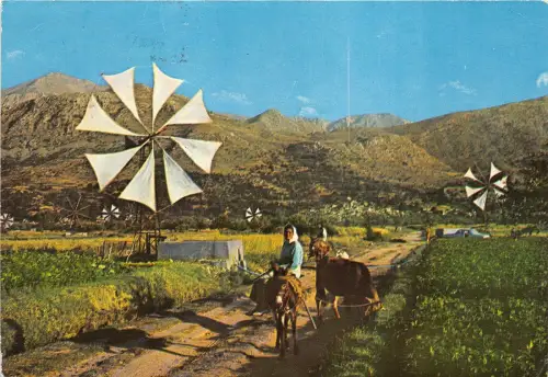 BF37638 Plateau Lassithi Typen Griechenland Esel Windmühle Mühle Moulin a Vent