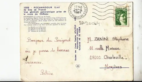 BF20064 rocamadour lot vue generale panoramique prise france front/back image