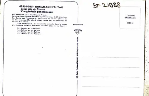 BF21988 rocamadour lot vue generale france front/back image