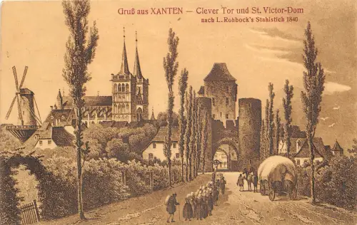 Lot139 Deutschland Xanten Kluges Tor und St. Víctor Kirche Postkarte