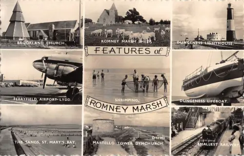 BR98405 Merkmale von Romney Marsh Ship Train Flugzeug Plane UK Airport Lydd