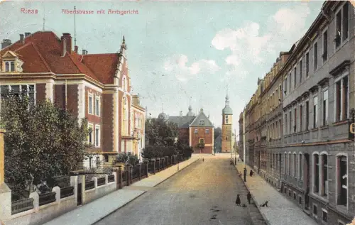 bg18659 riesa Albertstrasse mit Amtsgericht germany