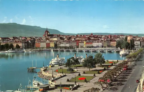 BG28276 geneve quai du mont blanc et vue sur la ville switzerland