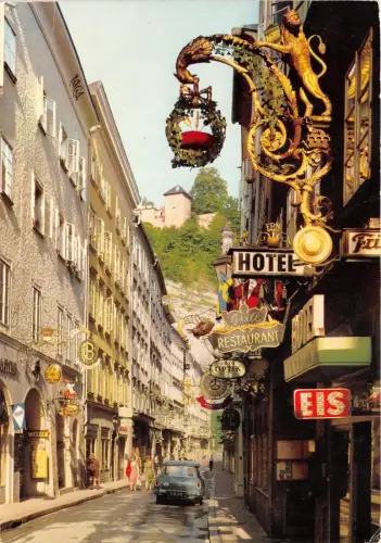 BG11615 salzburg mozartstadt gertreidegasse hotel auto möbel restaurant österreich