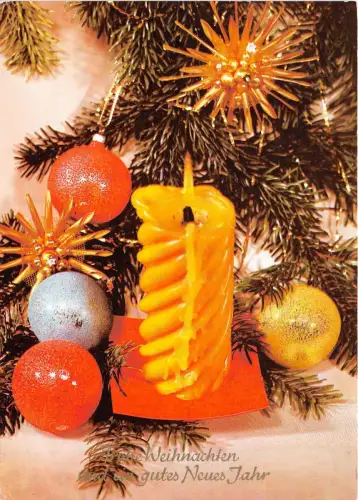 B35486 neujahr neujahr kerze tannenzweig germany