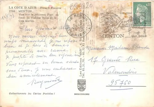 BR9820 menton vue sur port france