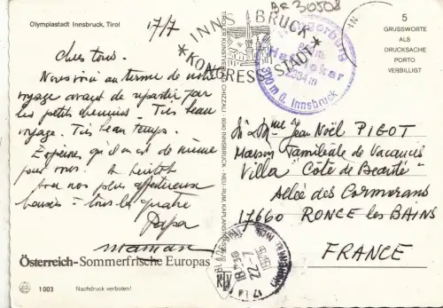 BF30508 Innsbruck Österreich Vorder-/Rückbild