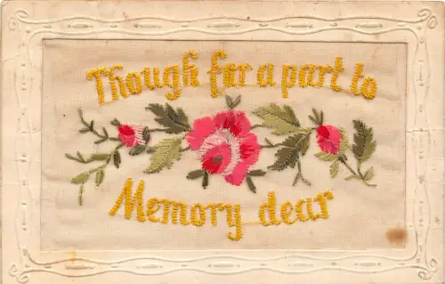 Lot236 handgefertigte Gruß-Postkarte Blume Erinnerung UK geprägte Seidenkarte