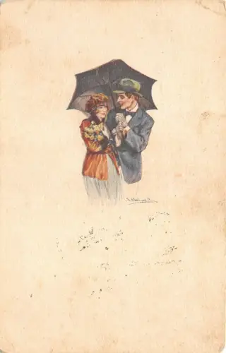 Lot169 Bonpauls Künstler signiert 35/60 Paar unter Dach Postkarte Deutschland