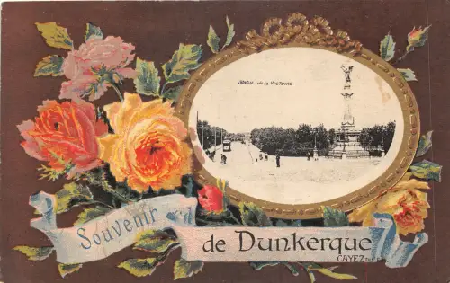 Lot182 Souvenir de Dunkerque Cayez Frankreich Blumen Postkarte Litho