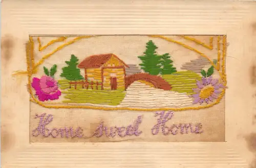 Lot236 handgefertigte Gruß-Postkarte Home Sweet Home UK geprägte Seidenkarte