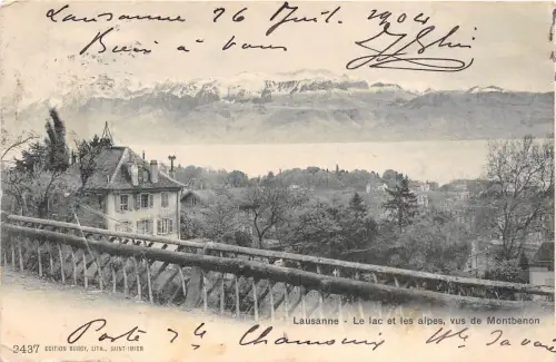 B92259 lausanne le lac et les alpes vus de montbenon schweiz
