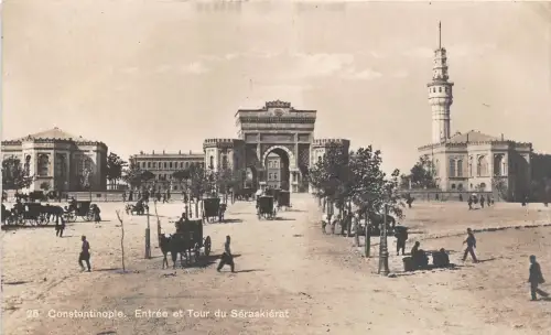 B92165 Constantinople Entree Tour du Seraskierat Wagen Konstantinopel Türkei