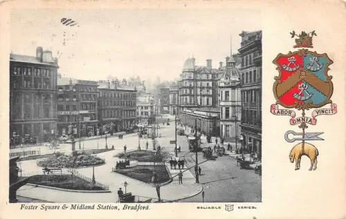 BR64373 foster square and midland station bradford herladic uk