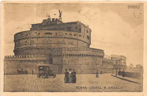 Lot157 AK Roma Rom Italien Schloss s Angelo Auto Künstler signiert ein Zardo