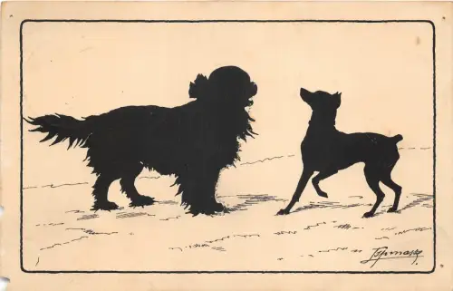 Lot164 Zwei Hunde AK Tier Deutschland Jugendstil Feldpost WW1 Rekruten