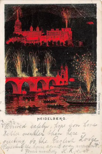 Lot182 Heidelberg Deutschland Postkarte Litho Feuerwerk