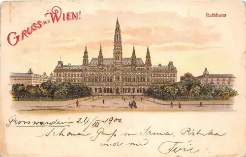 B16169 Wien Litho Rathaus Österreich