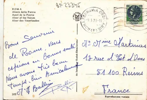 BF23345 roma altare della patria italy front/back image