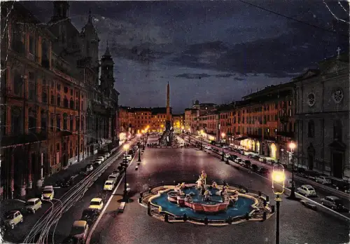 B73241 Roma di notte piazza navona Italien