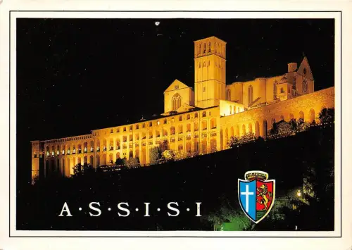 B33571 Assisi Bei Nacht die Basilika St. Peter Italien