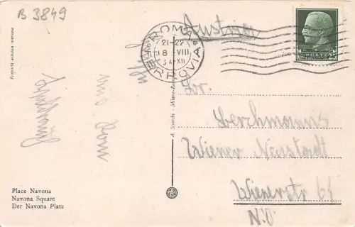 B3849 Italien Roma Piazza Navona 1934 Front/Back Scan